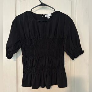 Topshop Black Smocked Top